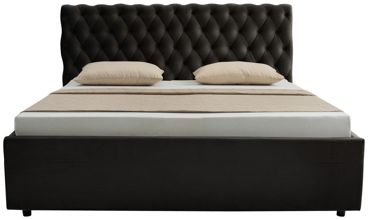 Polsterbett Katar Schwarz ca. 160x200cm - Schwarz, KONVENTIONELL, Textil (160/200cm) - Mömax