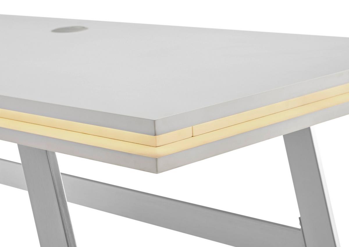 Pisalna Miza Tiflis 1 - barve nerjavečega jekla/bela, Moderno, kovina/leseni material (140/75/60cm) - Mömax
