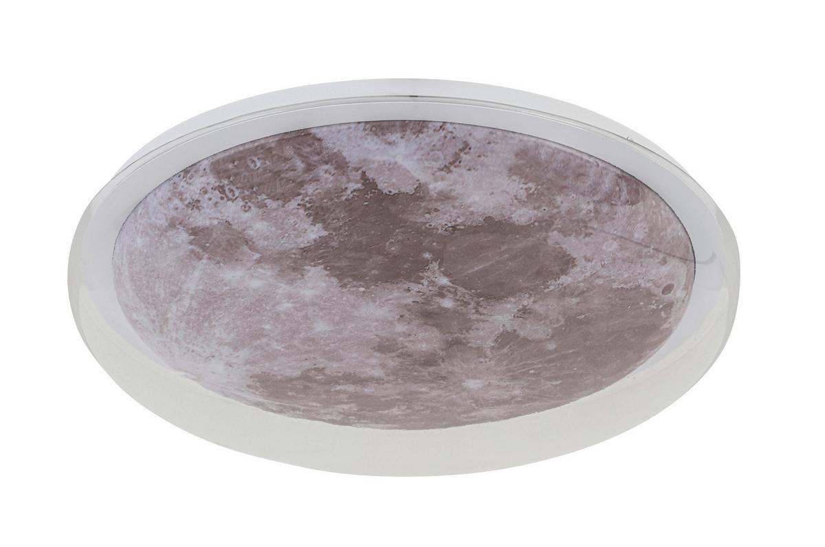 LAMPA SUFITOWA LED DERBY *SBN* - kolor srebrny/biały, Trend, tworzywo sztuczne/metal (40/8cm) - Novel
