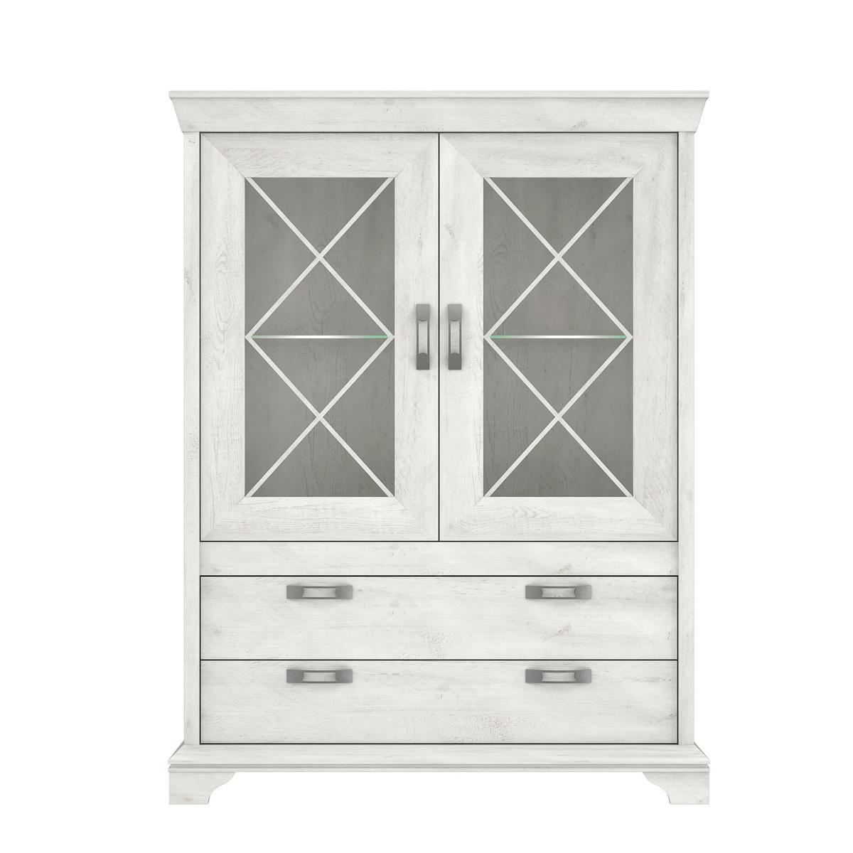 Vitrină KASHMIR - alb, Konventionell, sticlă/material pe bază de lemn (123/162,3/48,2cm) - Premium Living
