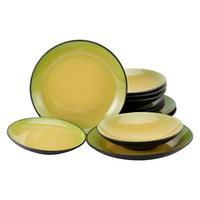Jedilni Servis Hot Green, 12-Delni - črna/zelena, Basics, keramika - Creatable