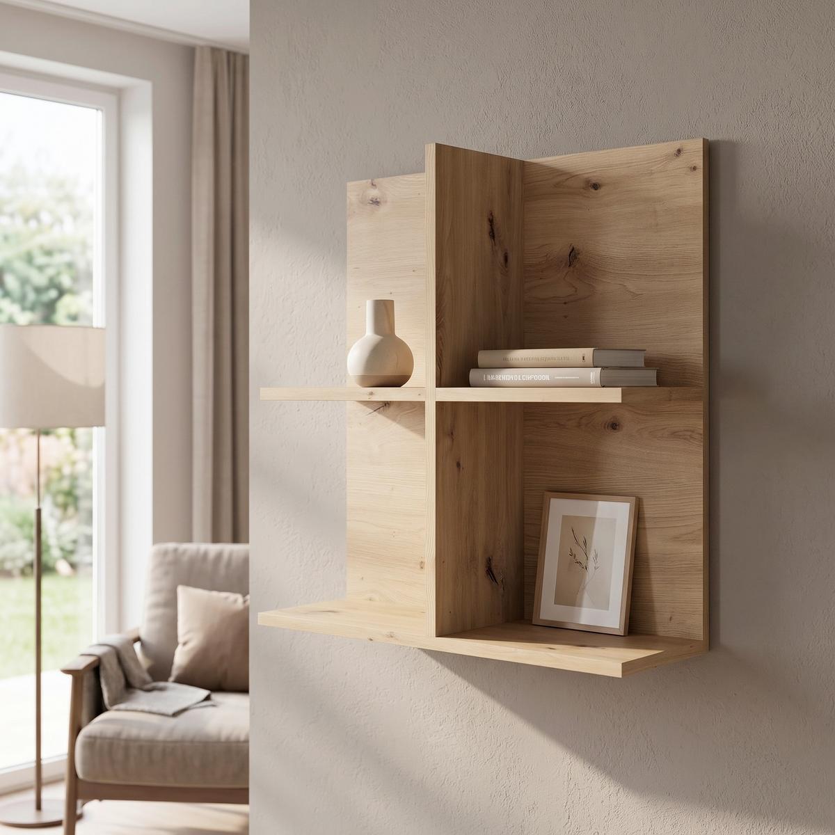 Zidna Polica Turino - hrast Artisan, Trend, drvni materijal (60/62/23,9cm) - Modern Living
