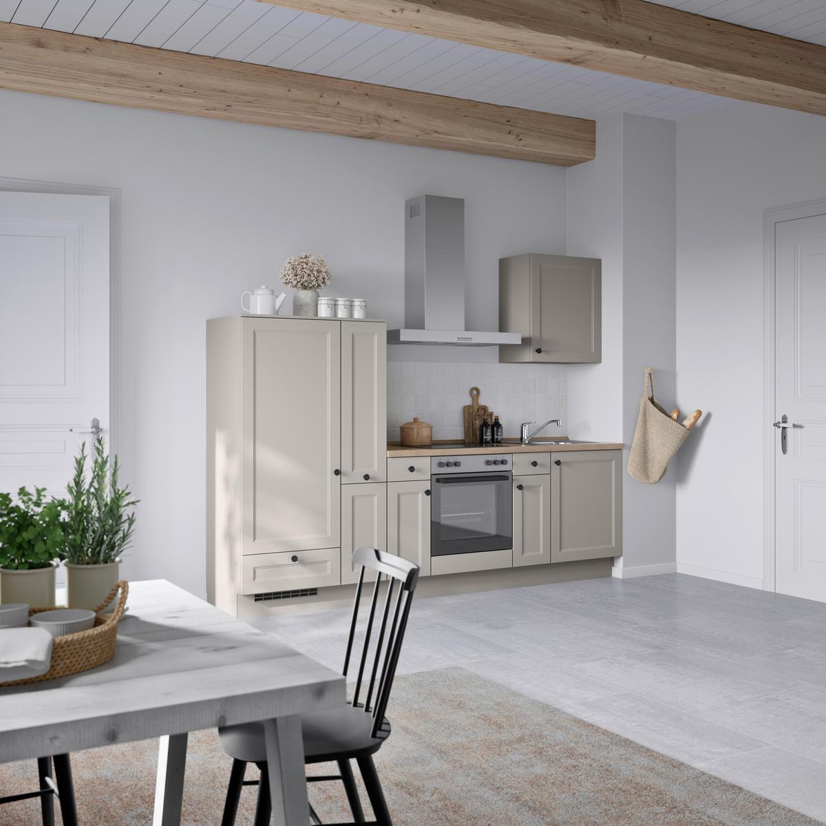 Küchenblock Cascada Low m. Geräten Grau - Eiche dunkel/Schwarz, MODERN, Holzwerkstoff/Metall (270cm) - Nobilia