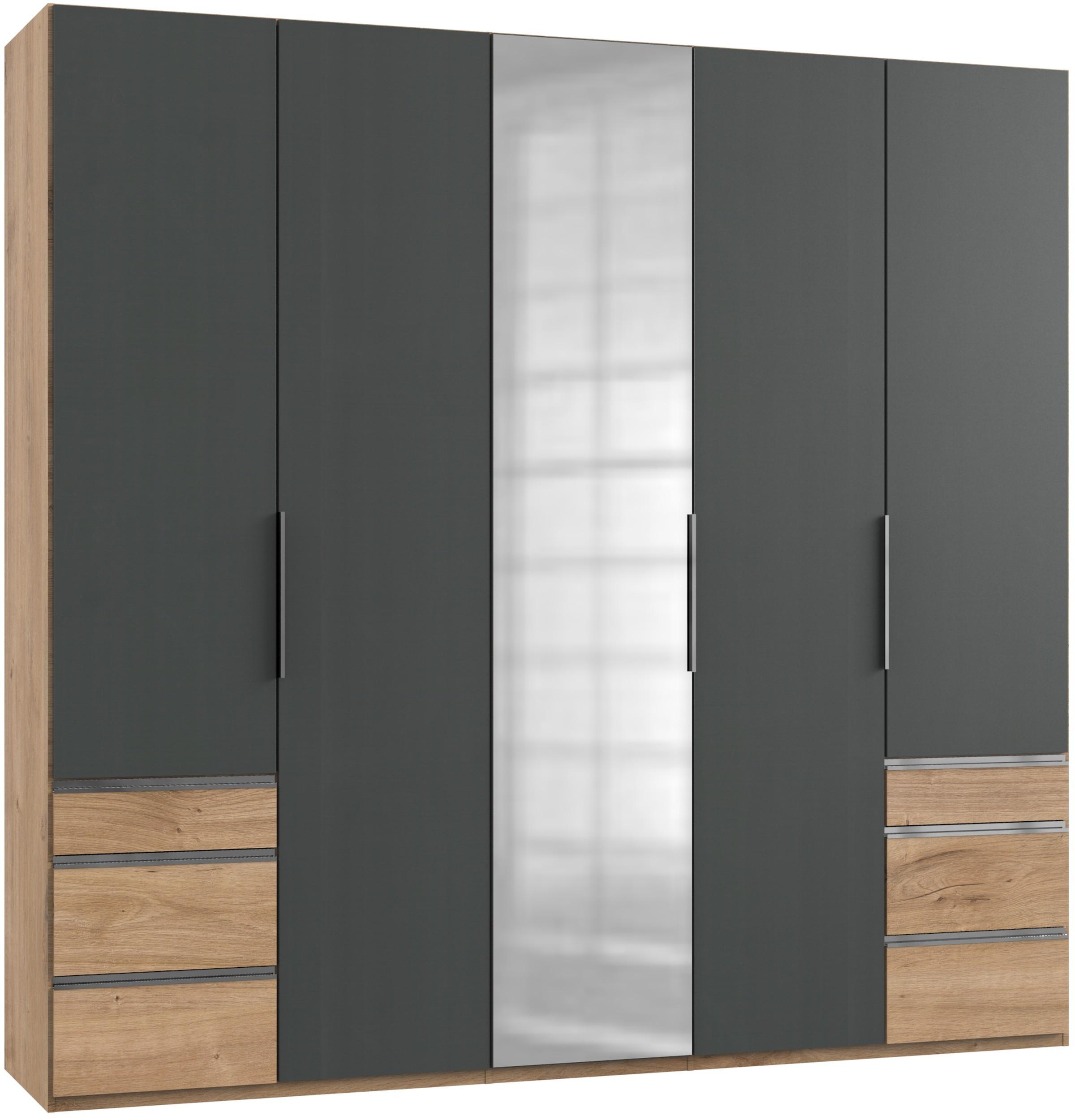 Drehtürenschrank Level36A Graphit/Eiche B:250cm - Chromfarben/Eichefarben, MODERN, Holzwerkstoff (250/236/58cm) - MID.YOU
