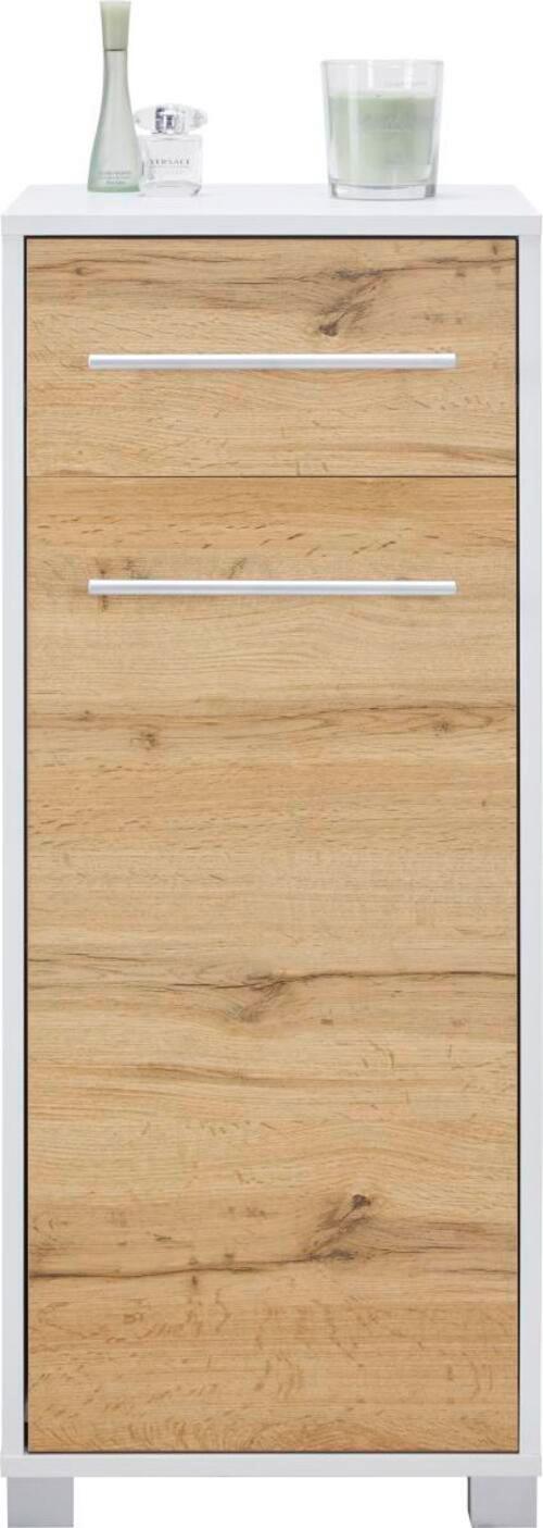 Unterschrank Weiß/Eichefarben - Chromfarben/Weiss, Modern, Holzwerkstoff/Metall (40/100/33cm) - Mömax