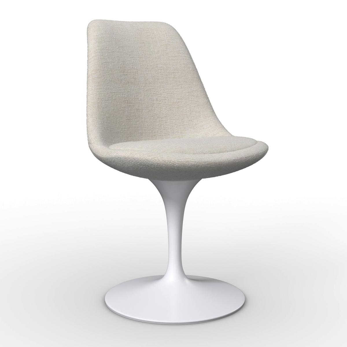 Stuhl Celia Beige/Weiß Leinenoptik Drehbar Gepolstert - Beige/Weiß, MODERN, Textil/Metall (56/49/83cm) - Bessagi Home