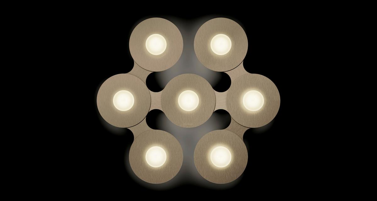 LAMPA SUFITOWA LED 77-830-090 LED DL DISC - kolor złoty/brązowy, Design, metal (57,7/52,2/6,6cm) - Grossmann