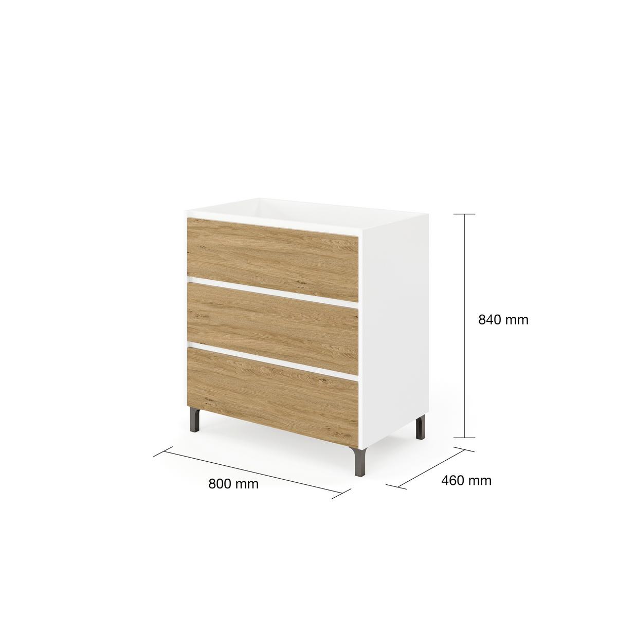 Element Ispod Umivaonika Lisbona - bijela visoki sjaj/boje kroma, Basics, drvni materijal/plastika (80/74/46cm)