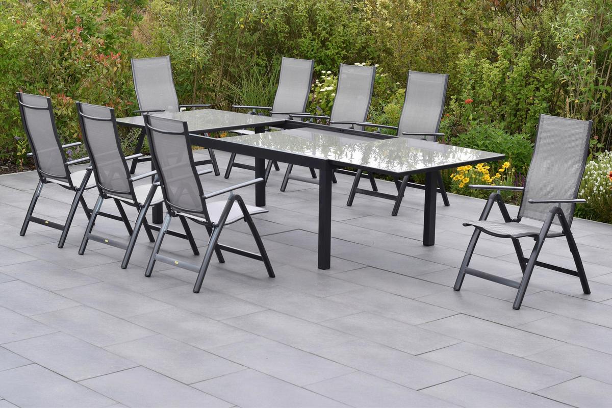 Vrtni Set Carrara, 9-Delni, Aluminij - srebrne barve/rjava, Moderno, kovina/tekstil - Gardenson