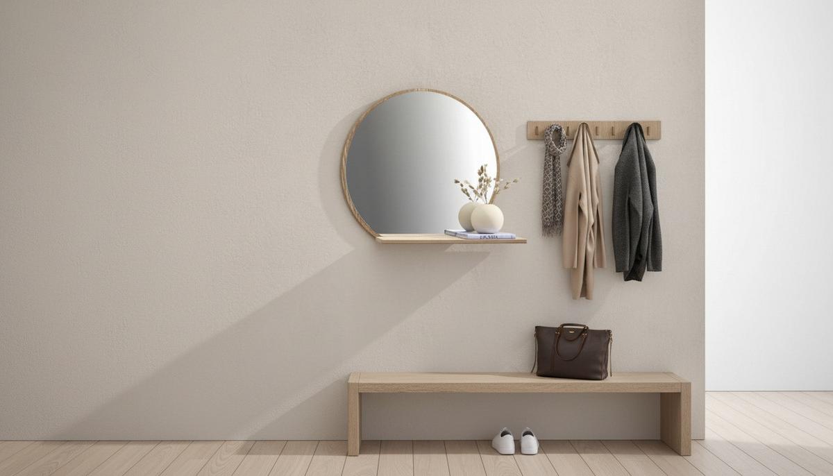 LUSTRO ŚCIENNE BRAVO - kolor dębowy, Design, materiał drewnopochodny/szkło (65/56/17cm) - Xora