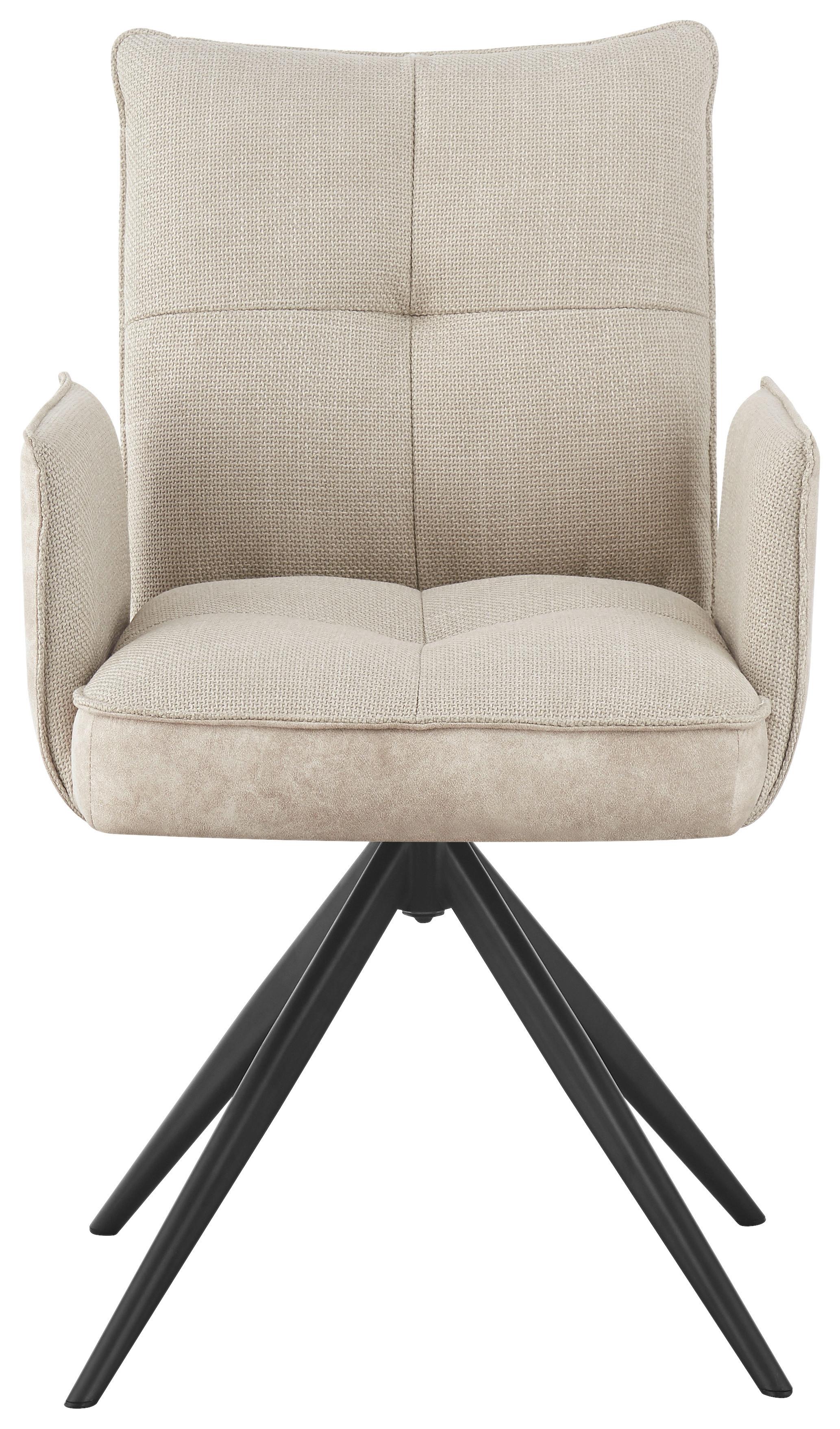 Armlehnstuhl Maya Beige - Beige/Schwarz, MODERN, Textil/Metall (59/89/65cm) - Premium Living