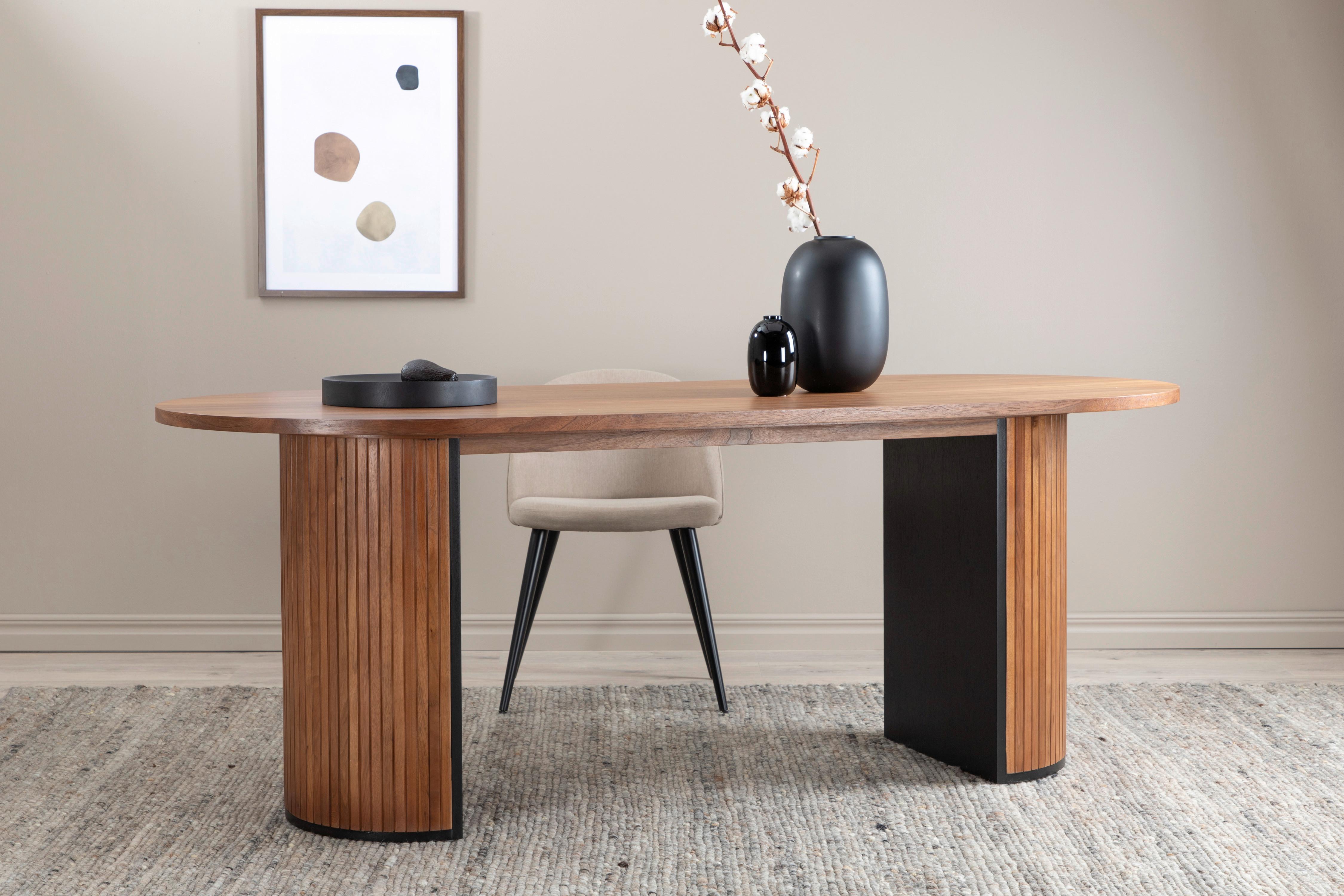 ESSTISCH BIANCA - Schwarz/Naturfarben, Design, Holz/Holzwerkstoff (200/90/75cm) - Livetastic
