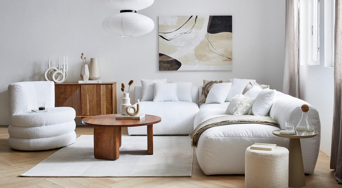 Modul Sofaelement Bloom Weiß - Weiß, Trend, Textil (85/70/122cm) - Livetastic