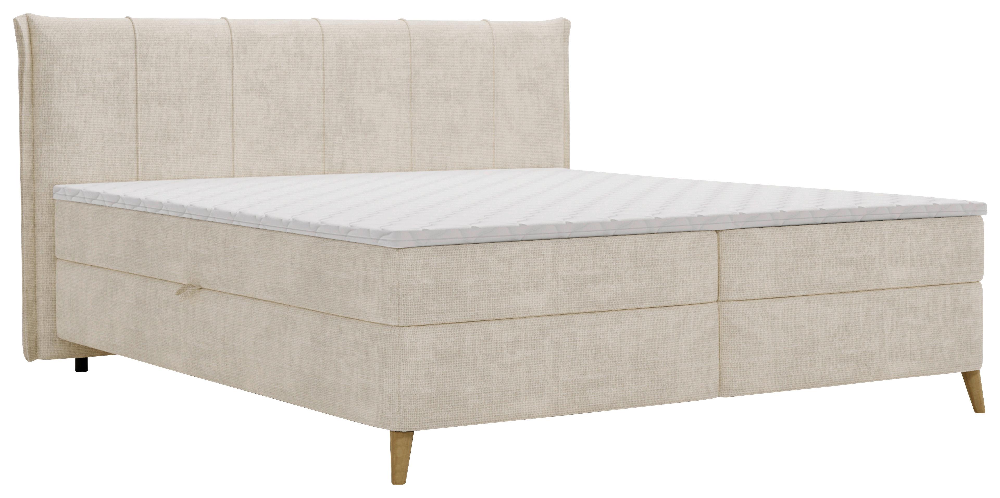 Boxbett Veloria Beige ca. 180x200cm - Beige/Schwarz, KONVENTIONELL, Textil/Metall (180/200cm) - Based