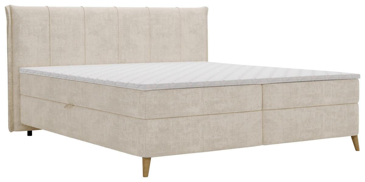 Boxbett Veloria Beige ca. 180x200cm - Beige/Schwarz, KONVENTIONELL, Textil/Metall (180/200cm) - Based