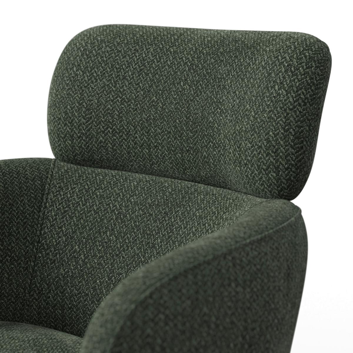 Armlehnstuhl Liora Grün Webstoff Drehbar Gepolstert - Schwarz/Grün, MODERN, Textil/Metall (57,5/84/61cm) - Bessagi Home