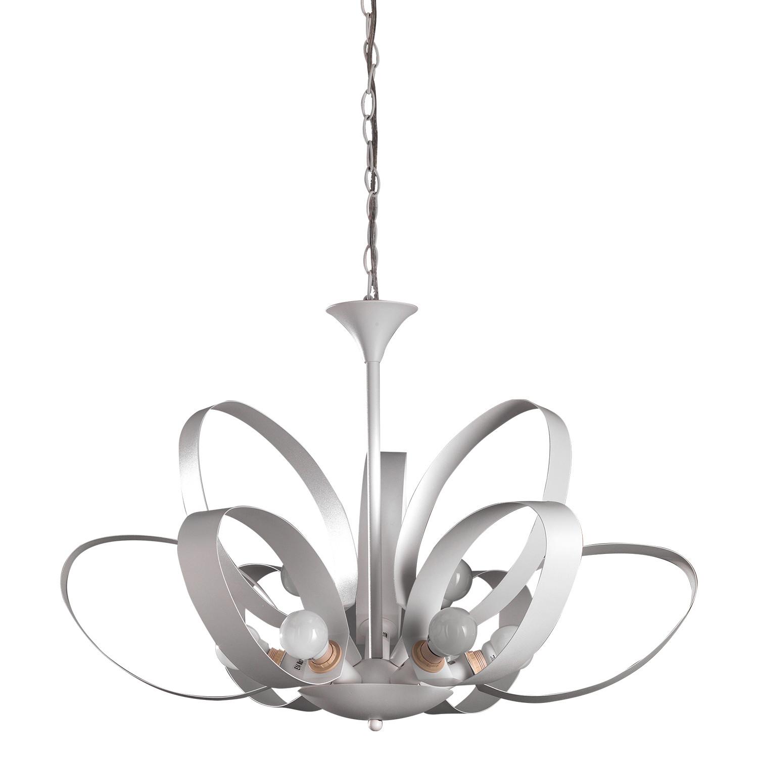 Kronleuchter Serena Weiß max. 6 Watt - Weiß, Design, Metall (75/115cm)