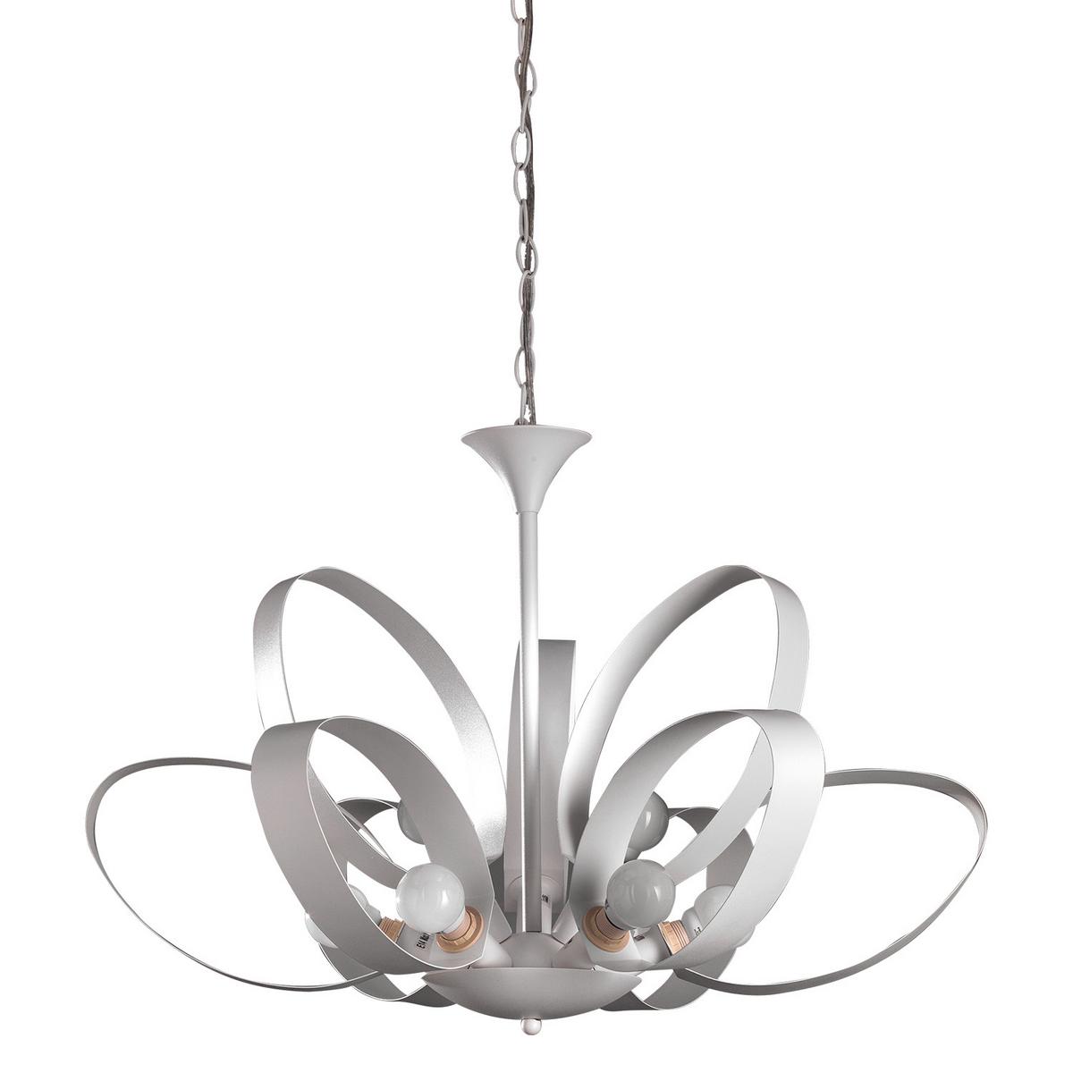 Kronleuchter Serena Weiß max. 6 Watt - Weiß, Design, Metall (75/115cm)