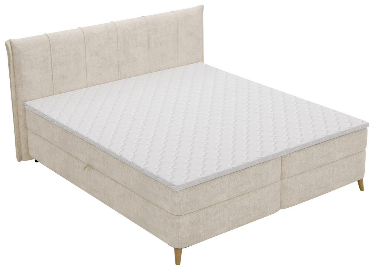 Boxbett Veloria Beige ca. 180x200cm - Beige/Schwarz, KONVENTIONELL, Textil/Metall (180/200cm) - Based