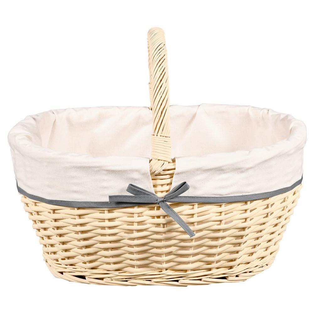 KOSZYK NA ZAKUPY WEISS, MIT TEXTILFUTTER - biały, Basics, materiały naturalne/tkanina (45/33/37cm) - Kesper