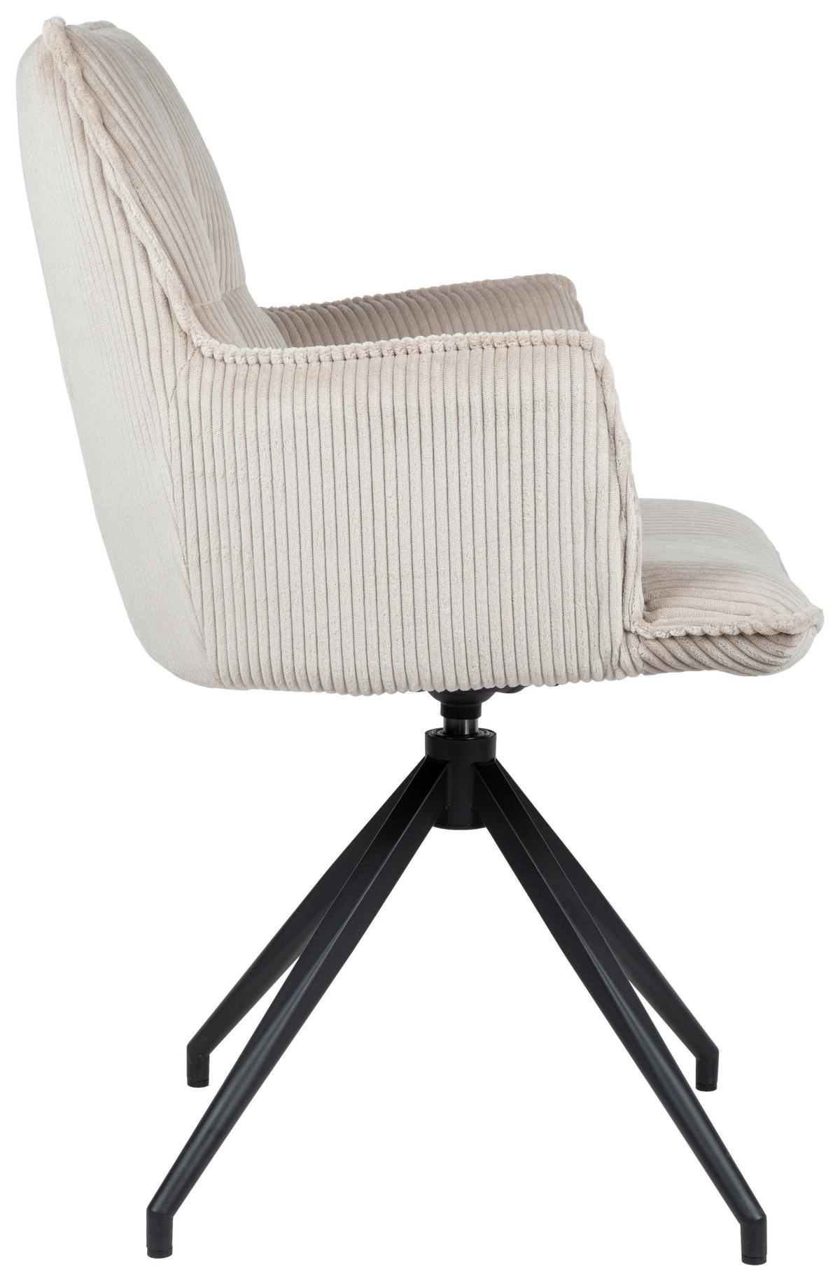 KRZESŁO Z PODŁOKIETNIKAMI OSAKA CORDY -EXKLUSIV- - czarny/taupe, Design, metal/tkanina (59/89,5/63cm) - Novel