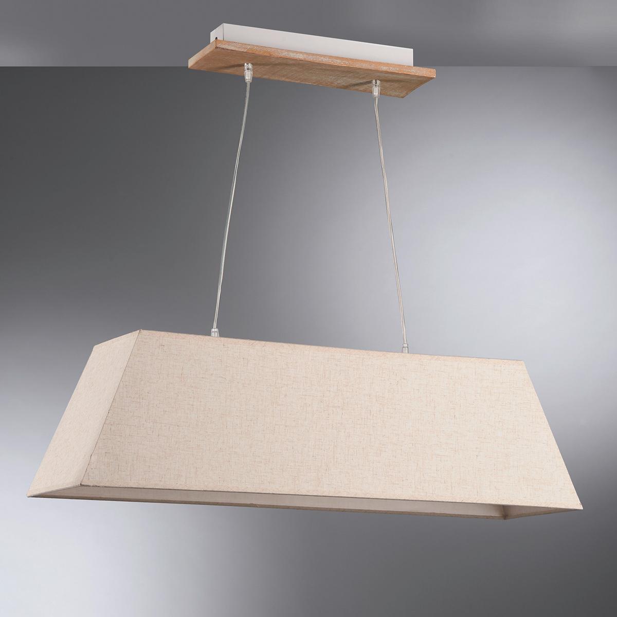 Hängeleuchte Miriel Weiß/Beige max. 22 Watt - Beige/Weiß, Natur, Holz/Textil (90/25/110cm)