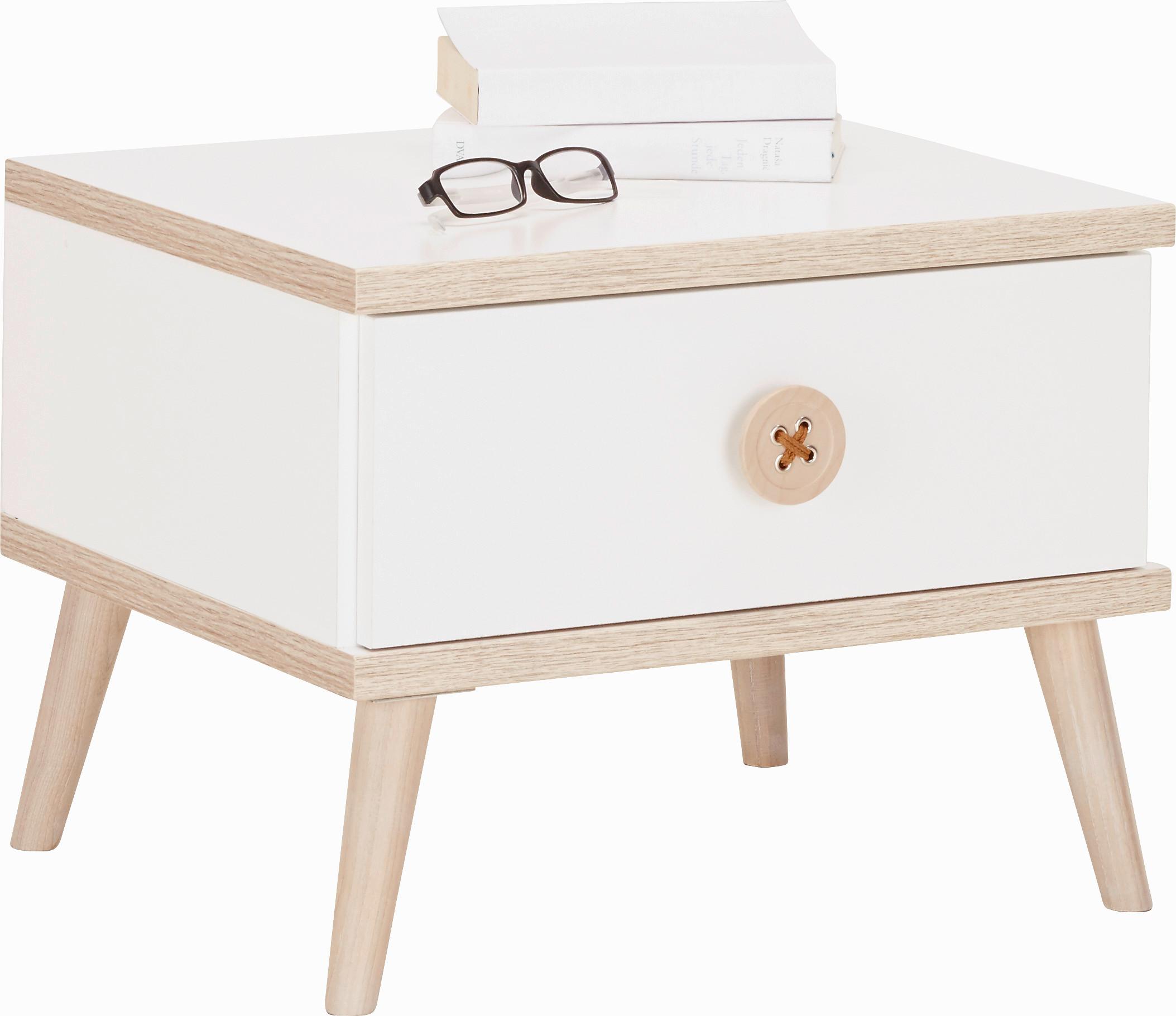 Nachtkästchen in Weiss - Weiss/Eichefarben, Modern, Holz/Holzwerkstoff (52/40/38cm) - Mömax