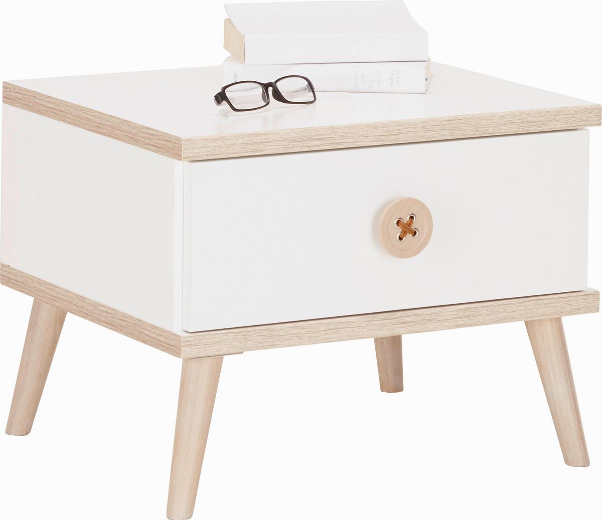 Nachtkästchen in Weiss - Weiss/Eichefarben, Modern, Holz/Holzwerkstoff (52/40/38cm) - Mömax