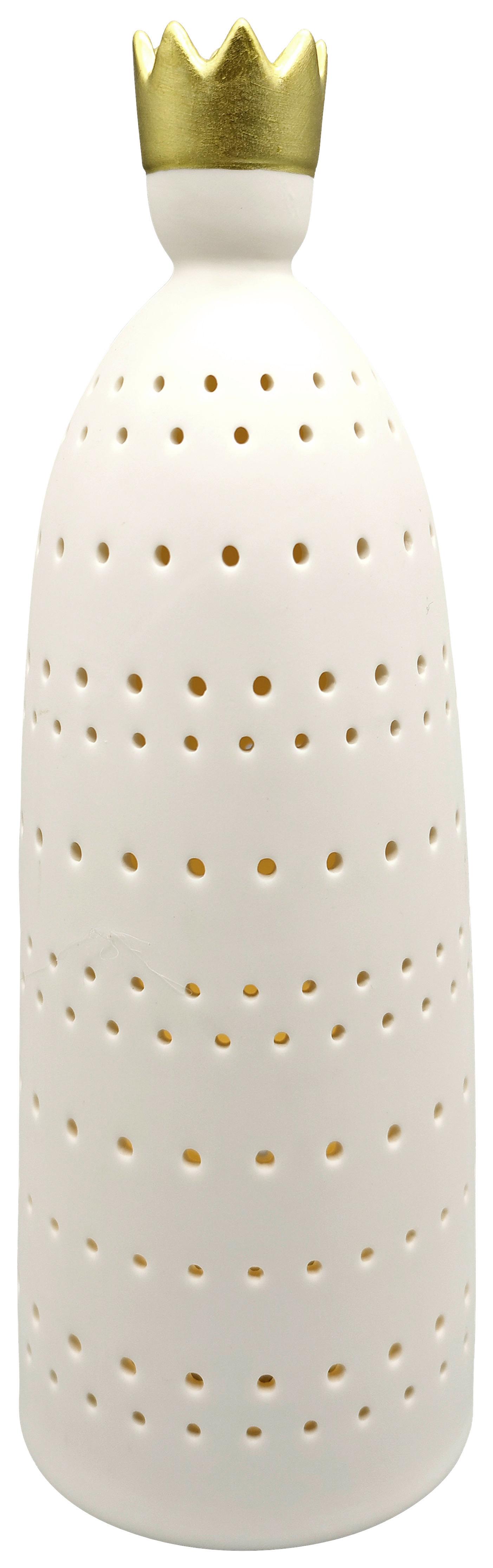 LED-Weihnachtsfigur King Weiß/Goldfarben ca. 25,5cm - Goldfarben/Weiß, KONVENTIONELL, Keramik (8,5/25,5cm) - Mömax