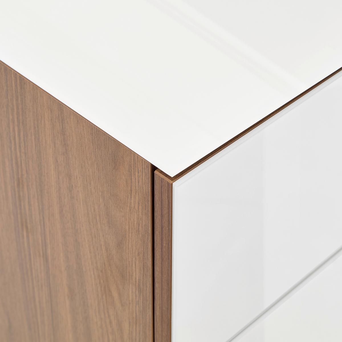 Kommode Siena Weiß/Nussbaumfarben - Silberfarben/Nussbaumfarben, MODERN, Glas/Holzwerkstoff (90/99/40cm) - Mömax