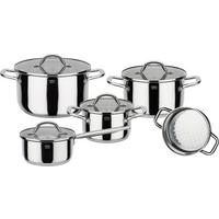 Set Posod Meran, 4-Delni - barve nerjavečega jekla/prozorno, Basics, kovina/steklo - GSW