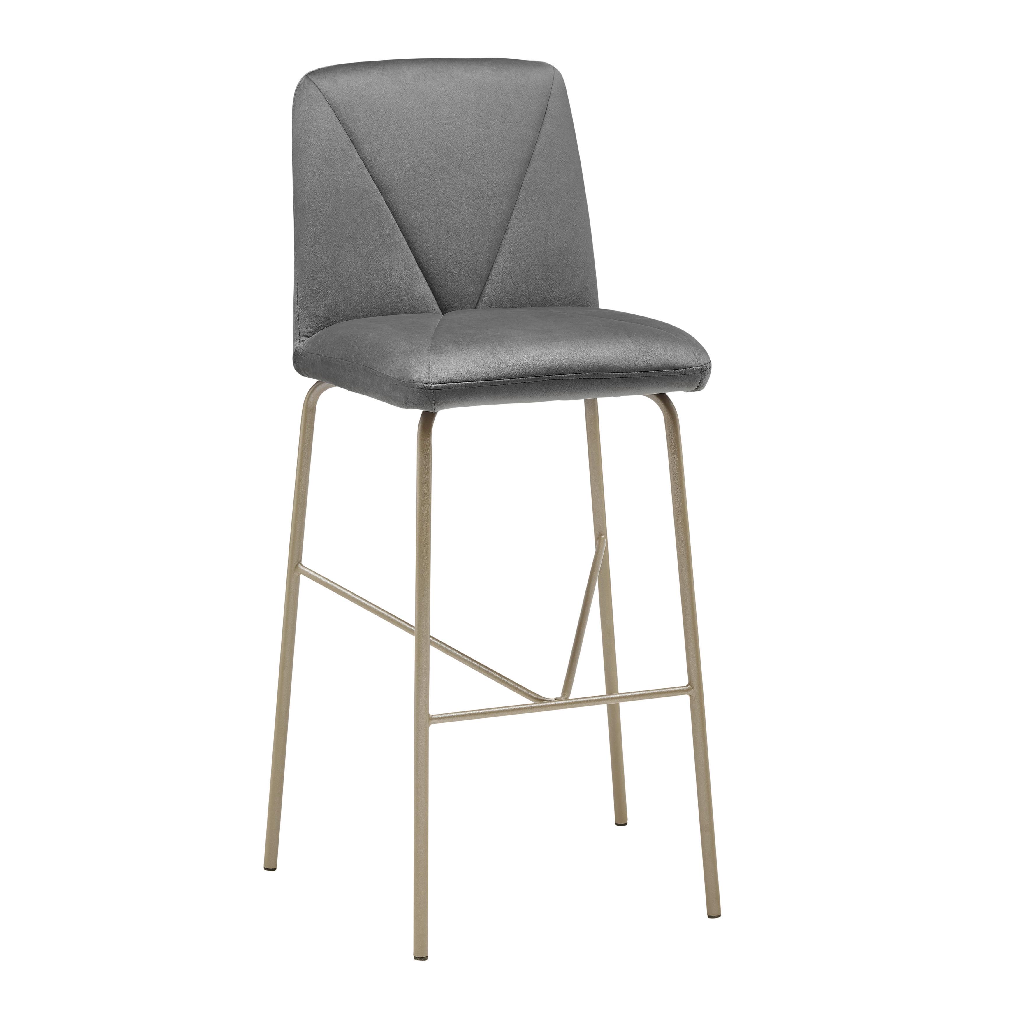 Barhocker  Tara Grau Samt Gepolstert - Champagner/Grau, MODERN, Holz/Textil (53/110/57cm) - Bessagi Home