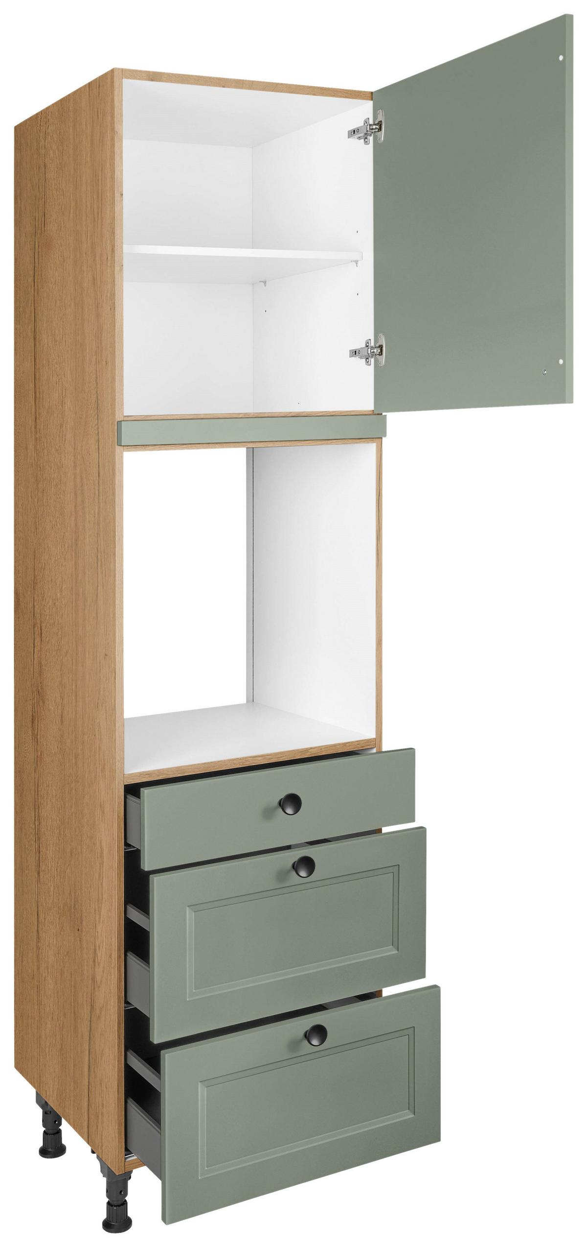 Geräteumbauschrank Cascada Grün - Eichefarben/Schwarz, MODERN, Holzwerkstoff/Metall (60/216,6/58cm) - Nobilia