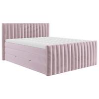 Boxpspringbett Simon in Flieder ca. 180x200cm - Flieder/Schwarz, KONVENTIONELL, Holzwerkstoff/Kunststoff (180/200cm) - Premium Living