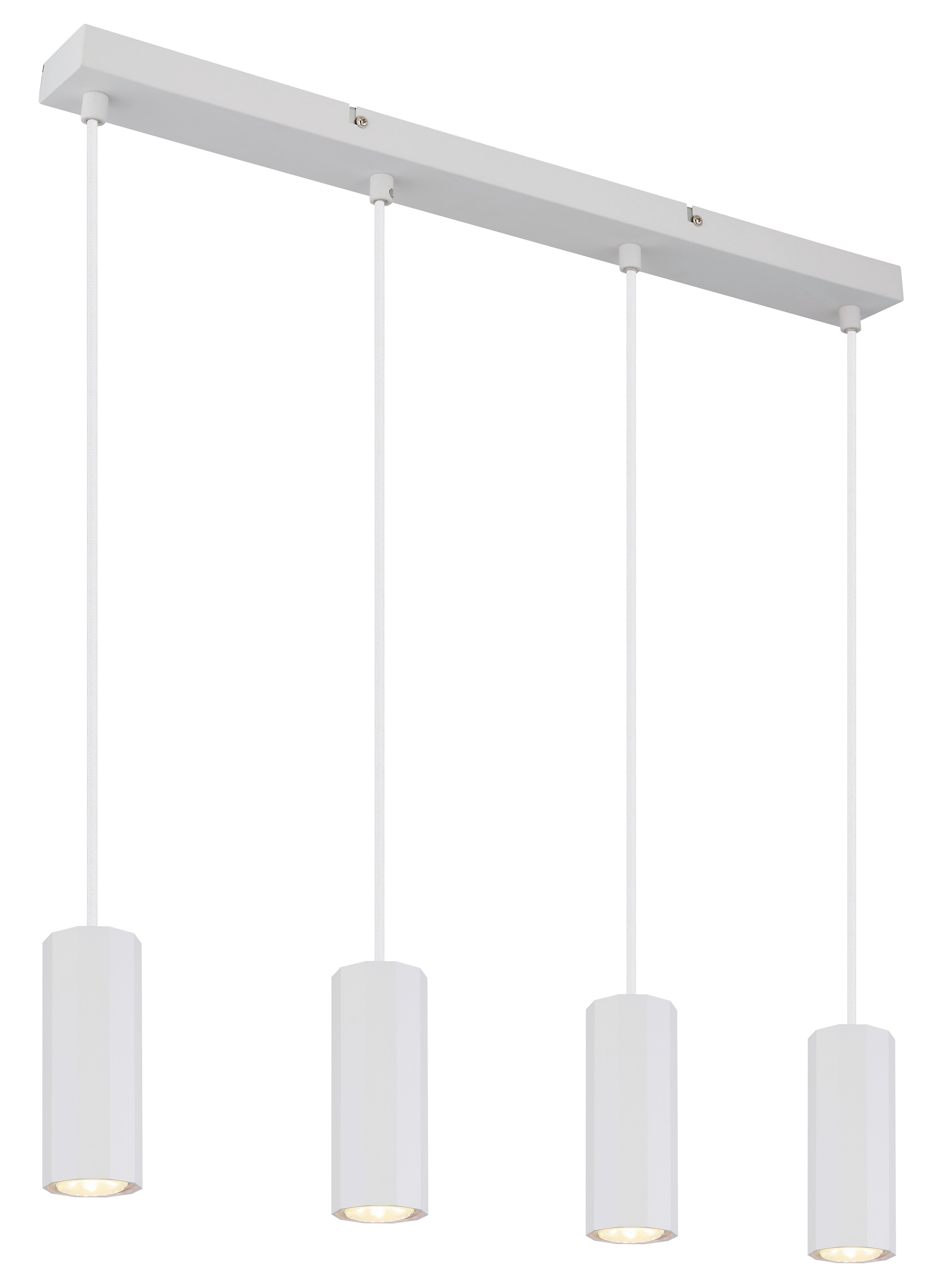 Hängeleuchte James Weiß max. 25 Watt - Weiß, Design, Kunststoff/Metall (61/6/120cm) - Globo