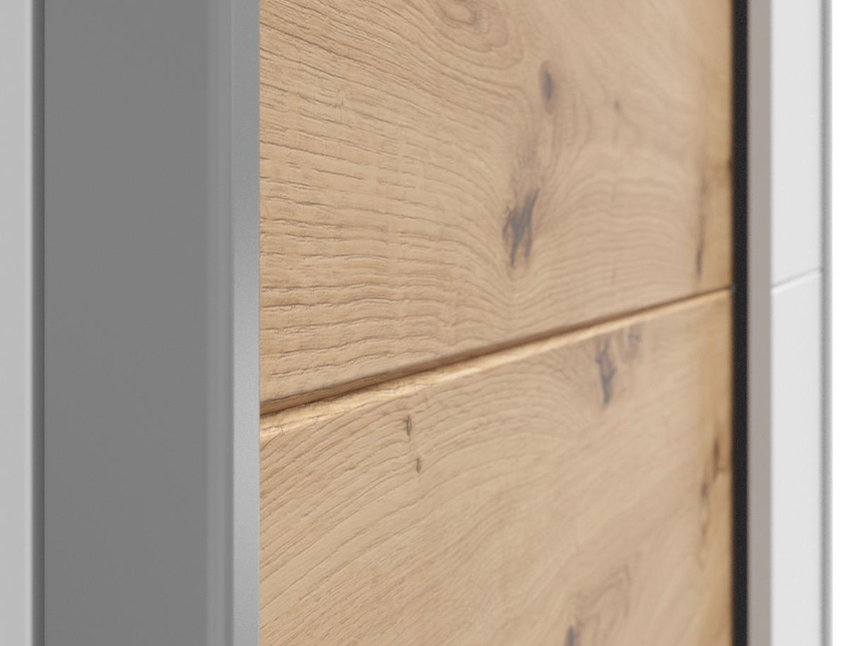 Schwebetürenschrank Time Weiß/Eiche Artisan - Silberfarben/Weiß, Holzwerkstoff/Kunststoff (170/191/59cm) - Based