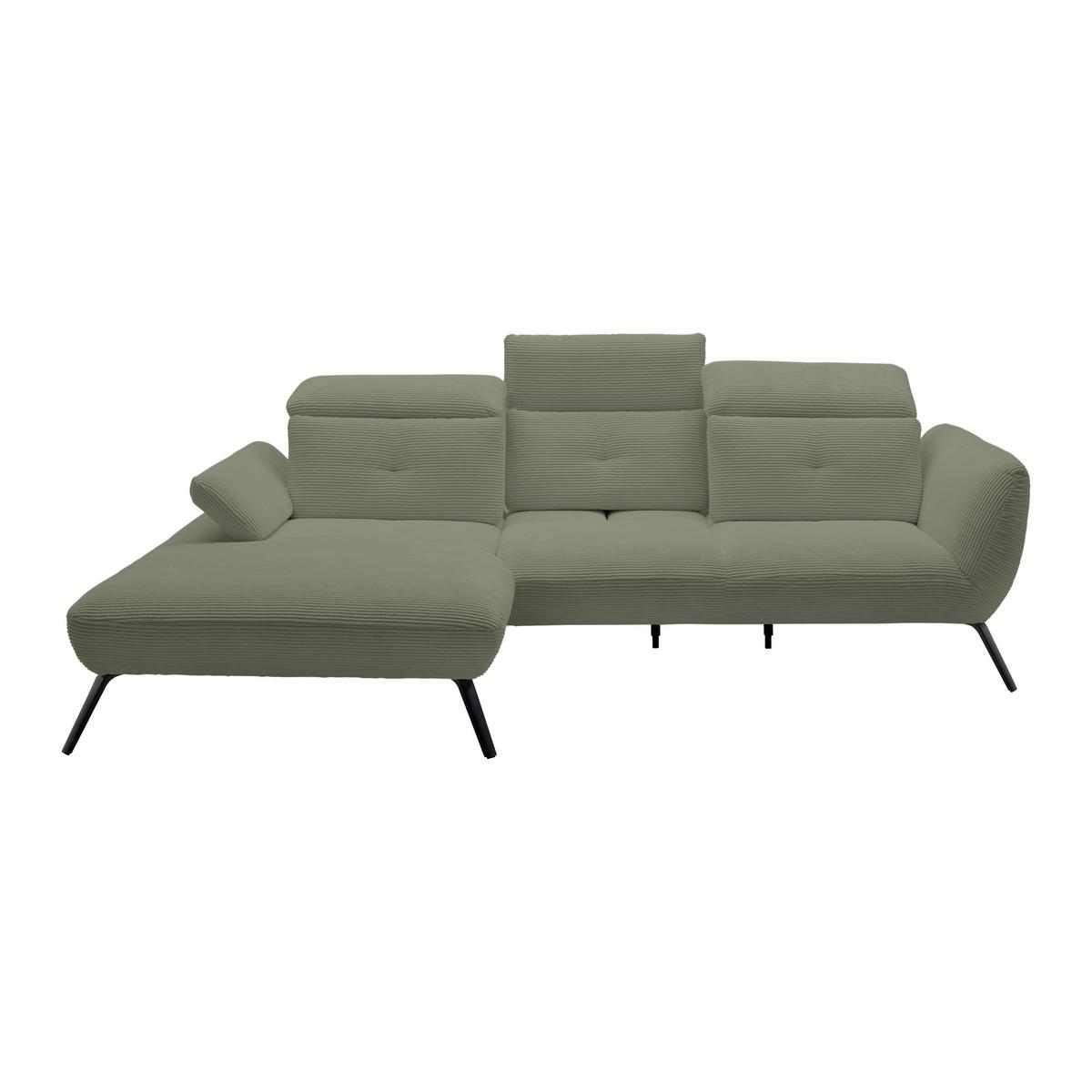 Wohnlandschaft Seattle Olivgrün - Schwarz/Olivgrün, MODERN, Holzwerkstoff/Textil (196/301cm) - Premium Living