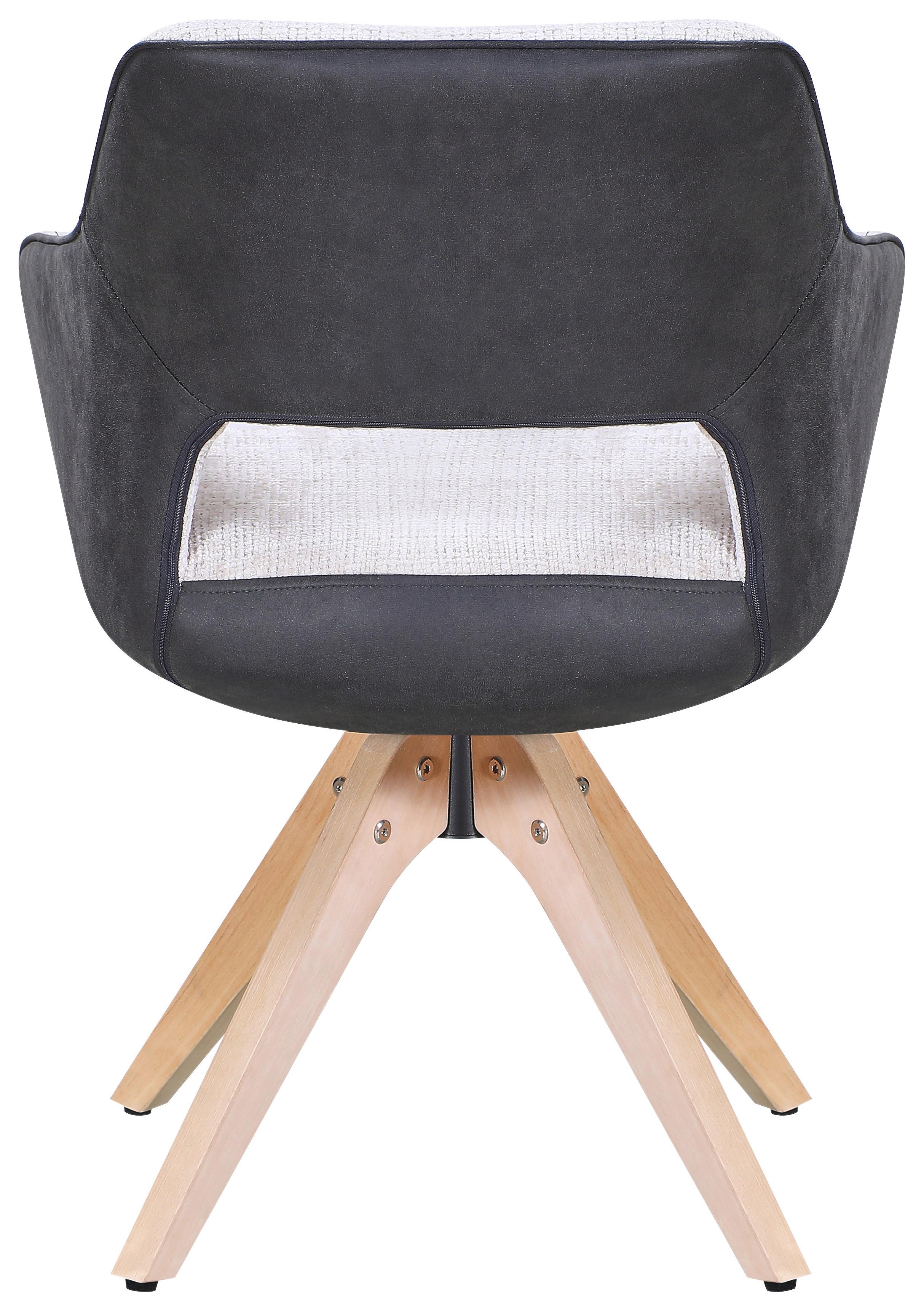 STOL MED ARMSTÖD RELAX - mörkgrå/beige, Modern, trä/textil (60/84/61cm) - Mömax