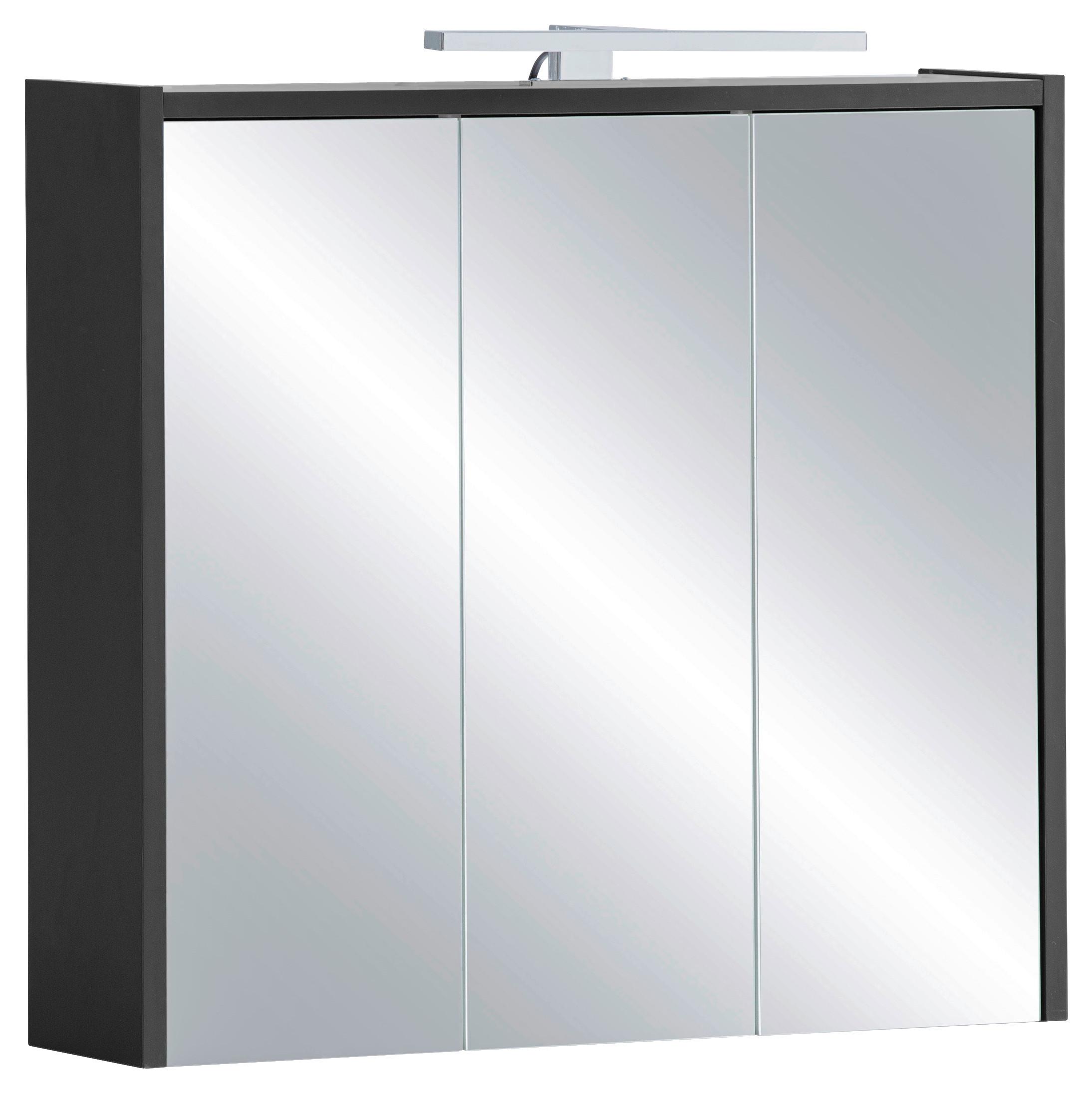 Spiegelschrank Sander Anthrazit/Weiß mit LED - Weiß, MODERN, Glas/Holzwerkstoff (65/62,7/16cm) - MID.YOU