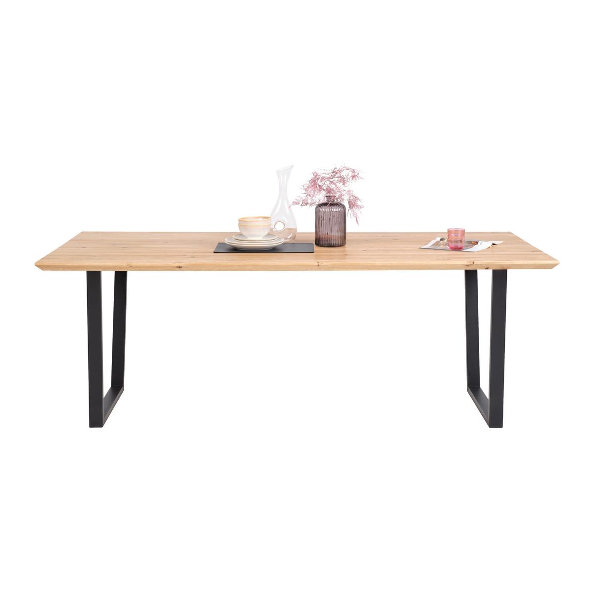 Esstisch Solid Giga-S Eichefarben - Eichefarben/Schwarz, Basics, Holz/Metall (200/100/75cm) - ecoTree