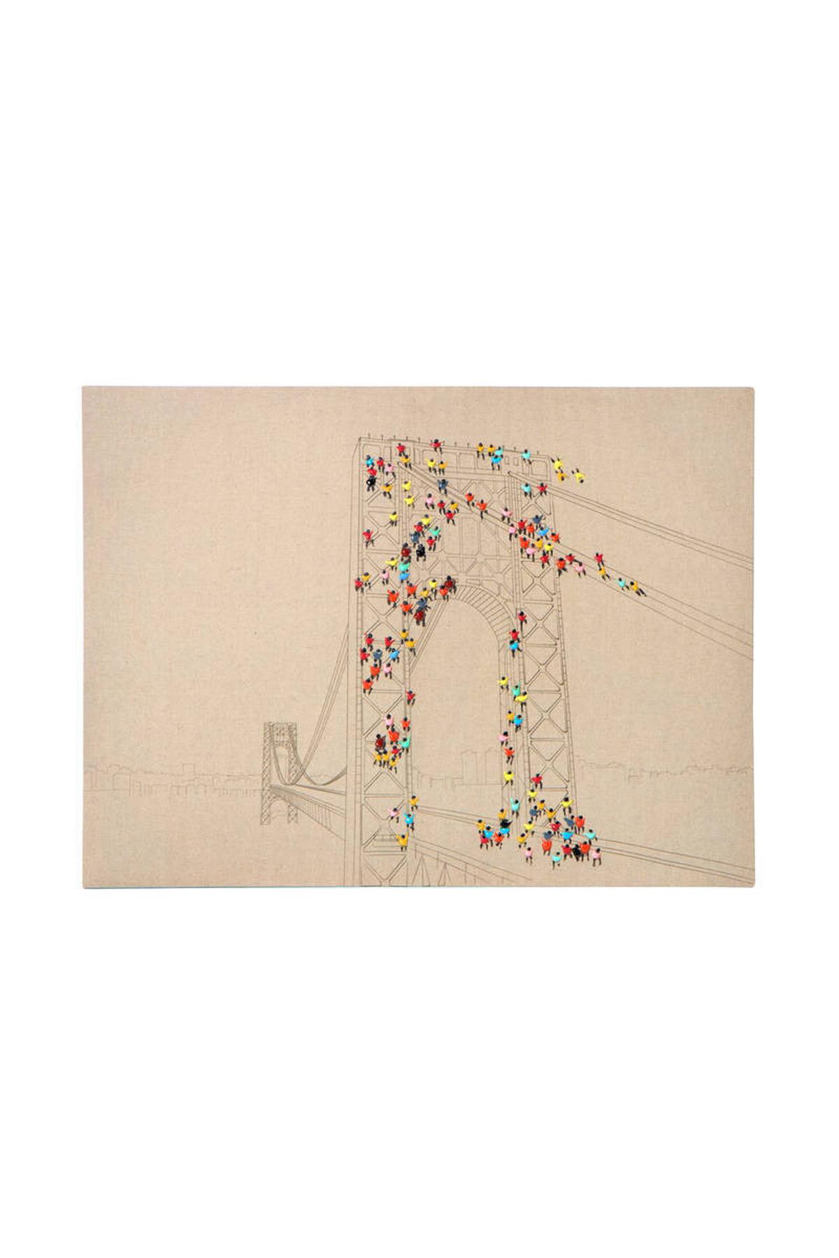 ÖLGEMÄLDE ÖL-WANDBILD MENSCHENMENGE - Multicolor, Trend, Holz/Kunststoff (100/75cm) - Kayoom