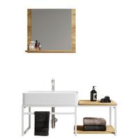 Kopalnica Bitila 100, Bela, Barva Hrasta, 3-Delno - bela/medeni hrast, Moderno, kovina/steklo (100cm) - MID.YOU