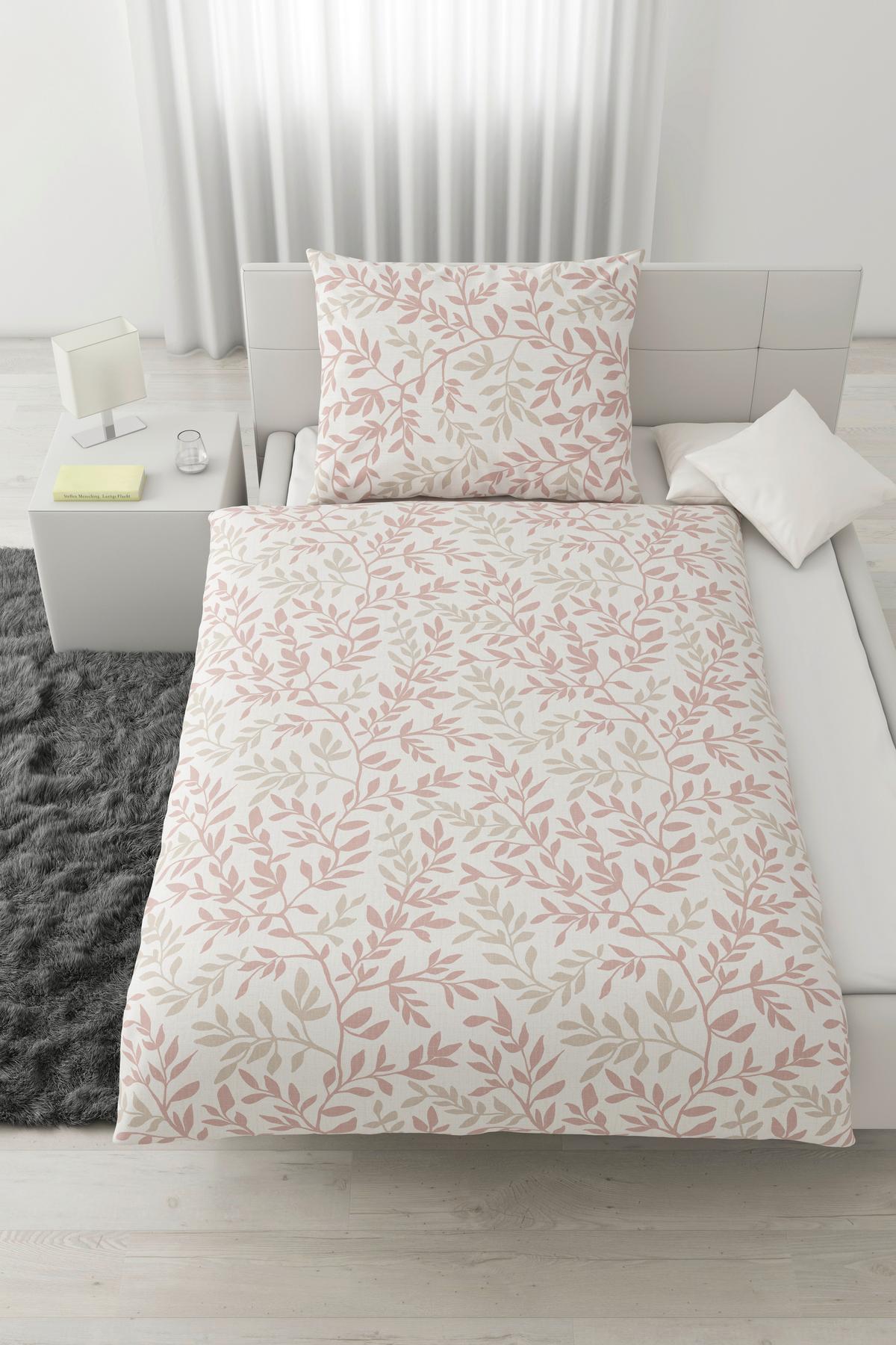 BETTWÄSCHESET SIGLINDE - Rosa/Grau, Konventionell, Textil (160/210cm) - Modern Living