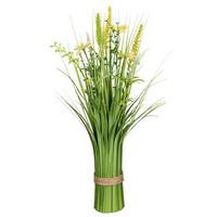 Kunstpflanze Grasbusch mit Blüten I Gelb/Grün - Hellgelb/Grün, Konventionell, Kunststoff (50cm) - Mömax
