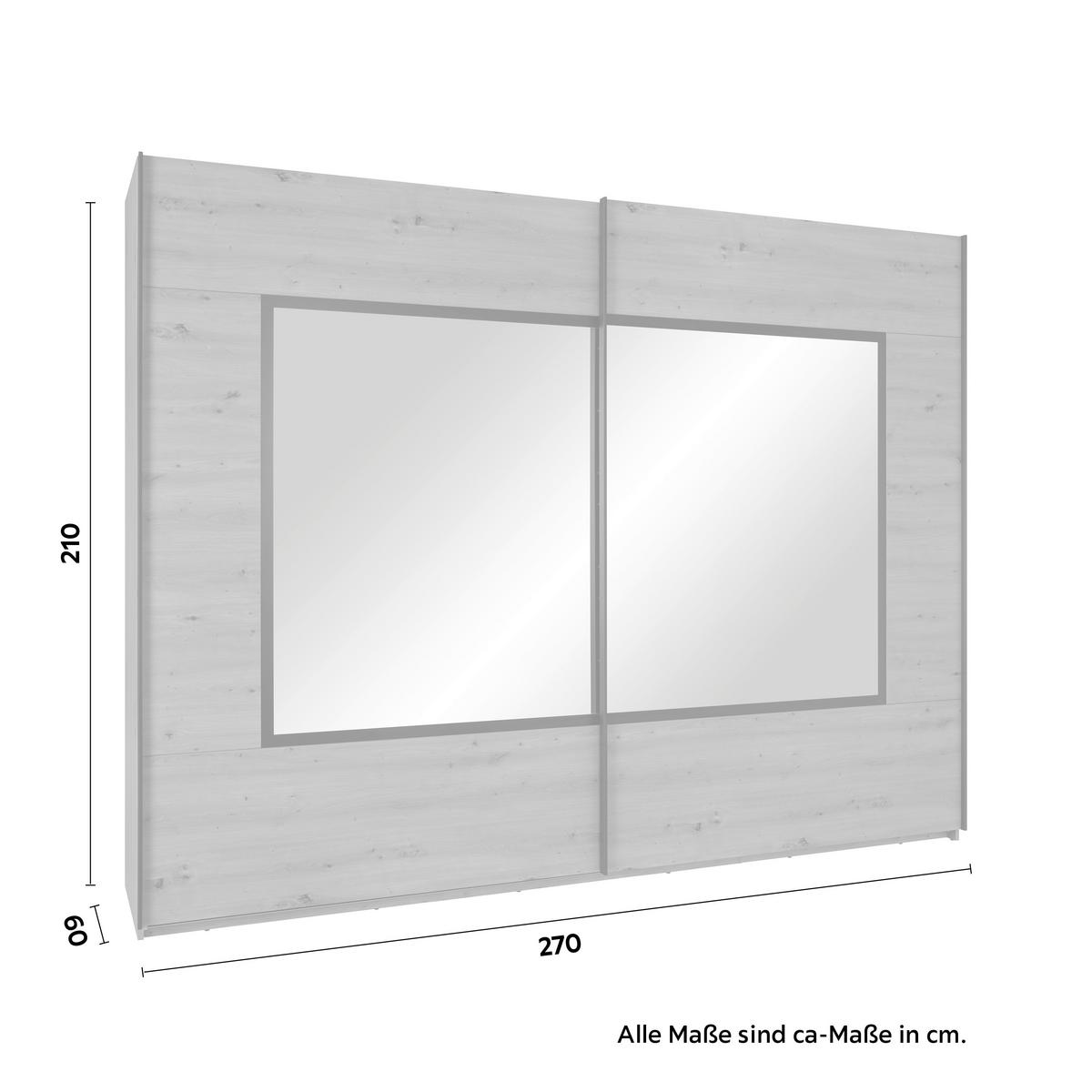 Schwebetürenschrank in Schwarz/Eichefarben - Eichefarben/Schwarz, Konventionell, Glas/Holzwerkstoff (270/210/60cm) - Mömax