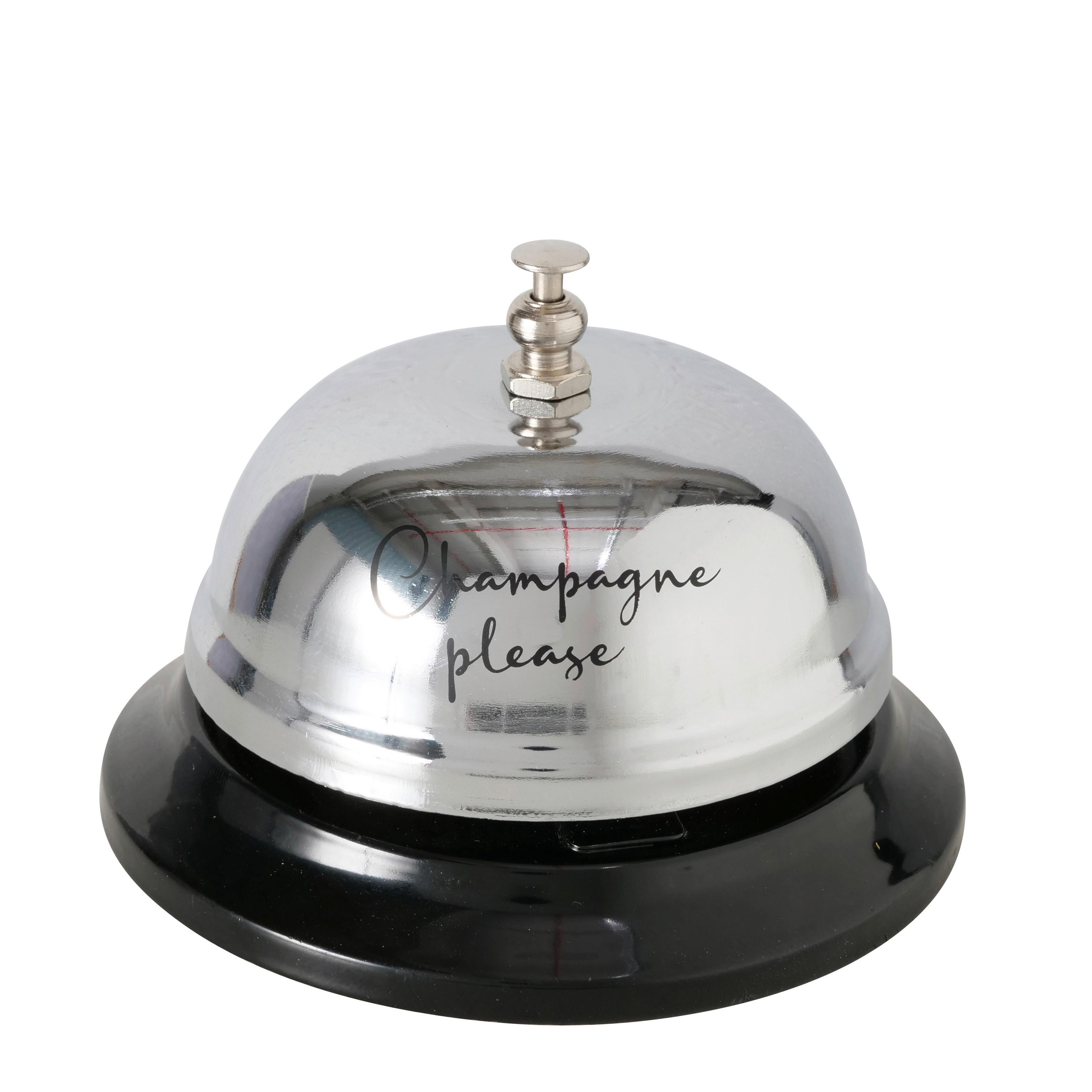 Dekoglocke Champagner I Schwarz/silberfarben - Silberfarben/Schwarz, Konventionell, Metall (8,5/6cm) - Modern Living