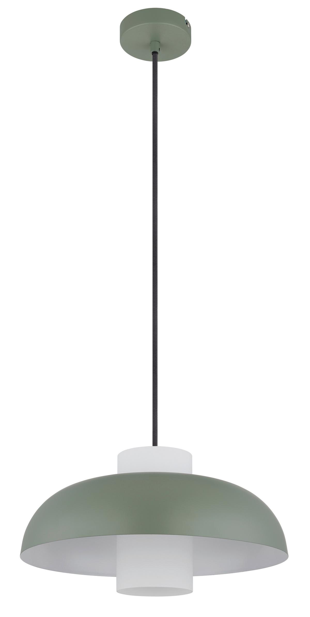 HÄNGELEUCHTE 15755G - Weiss/Grün, Trend, Glas/Textil (38/120cm) - Globo