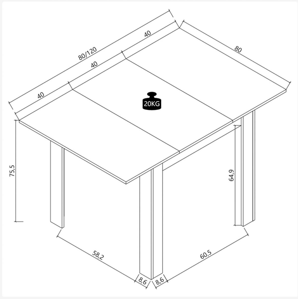 Esstisch Vcm Esstisch "pesoli"80/120x80 - Weiss, Modern, Holzwerkstoff (80-120/80/75,5cm) - MID.YOU