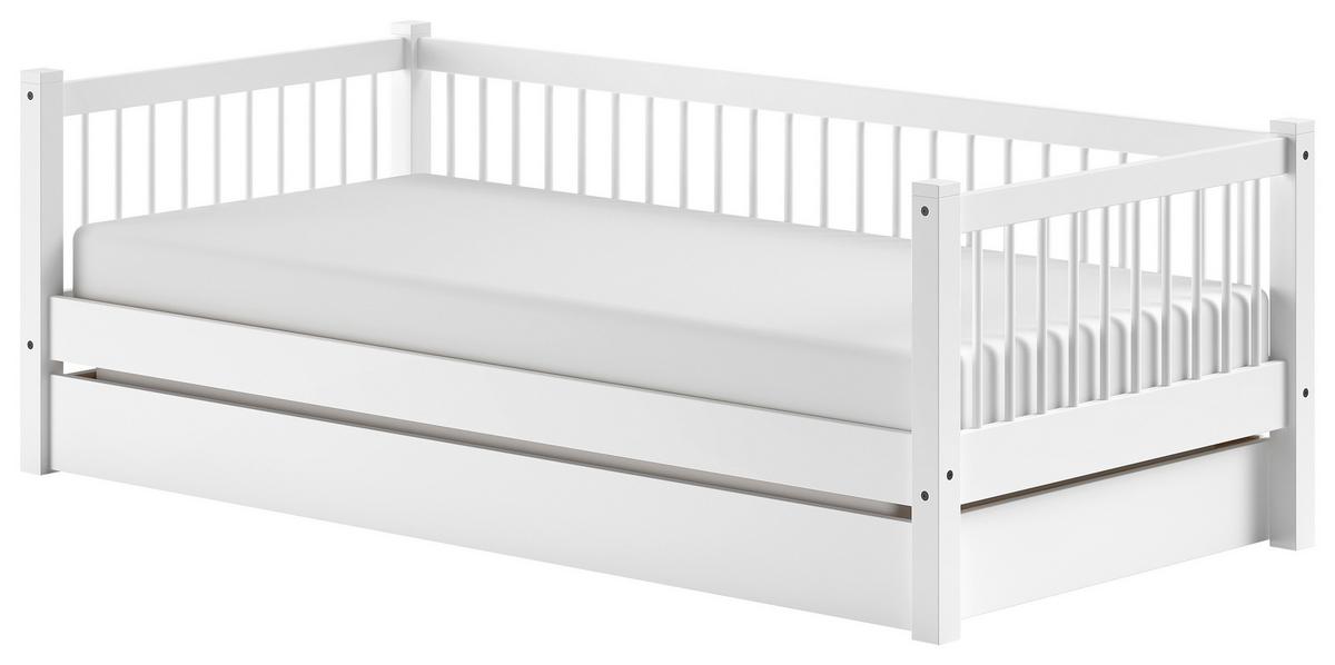 Bett FORREST Weiß ca. 90x200 cm Echtholz Buche - Naturfarben/Weiß, MODERN, Holz (90/200cm) - Vipack
