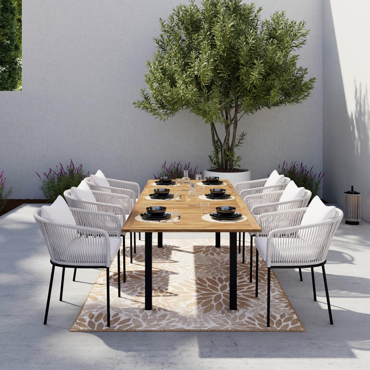 Gartengarnitur Giovanna Creme Holz/Metall/Textil - Creme/Grau, MODERN, Holz/Kunststoff - Bessagi Garden